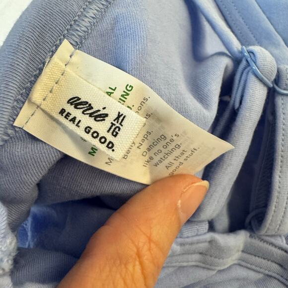 Aerie High Neck Longline Bralette Fresh Water Blue XL Cotton Strappy Back NWT - Picture 5 of 7